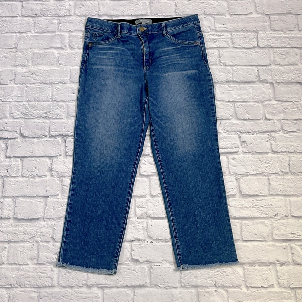 Wit & Wisdom high rise raw hem straight leg jean